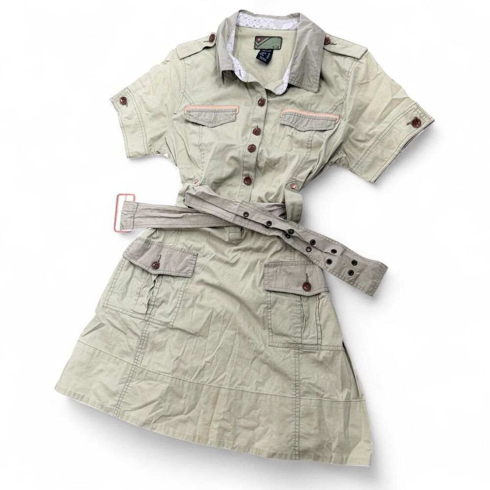 Y2K Oakley Safari Military Utility Belted Mini Dress